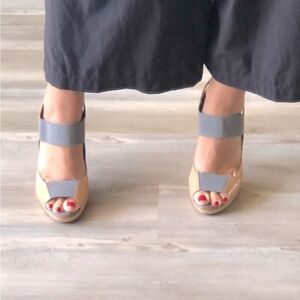 Bgbgmaxazria Nude Grey Strap Retro Heels - NIB!